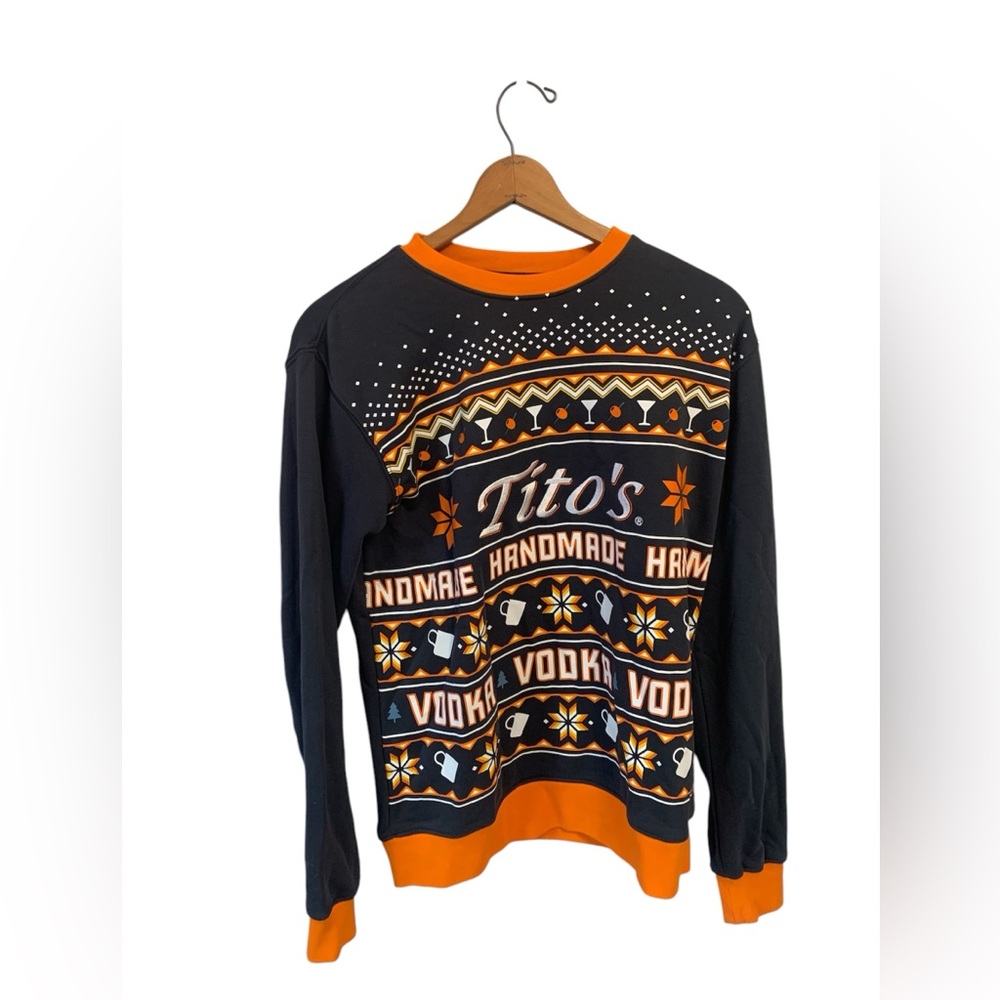 Titos Vodka Sweater Adult Small ‎ Gray Orange